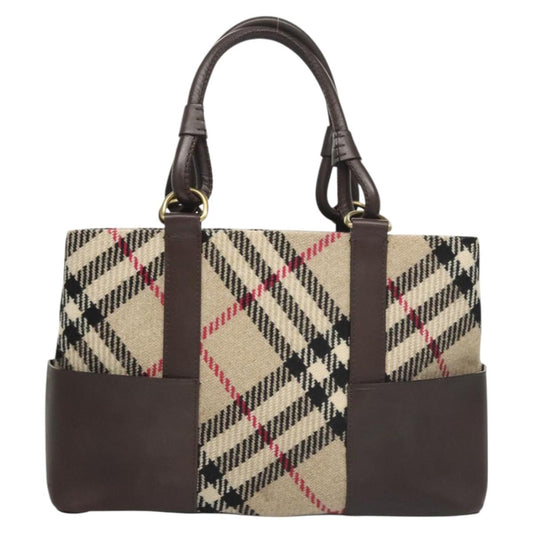 Burberry Nova Check Wool Tote Bag Beige Tote Bag 1
