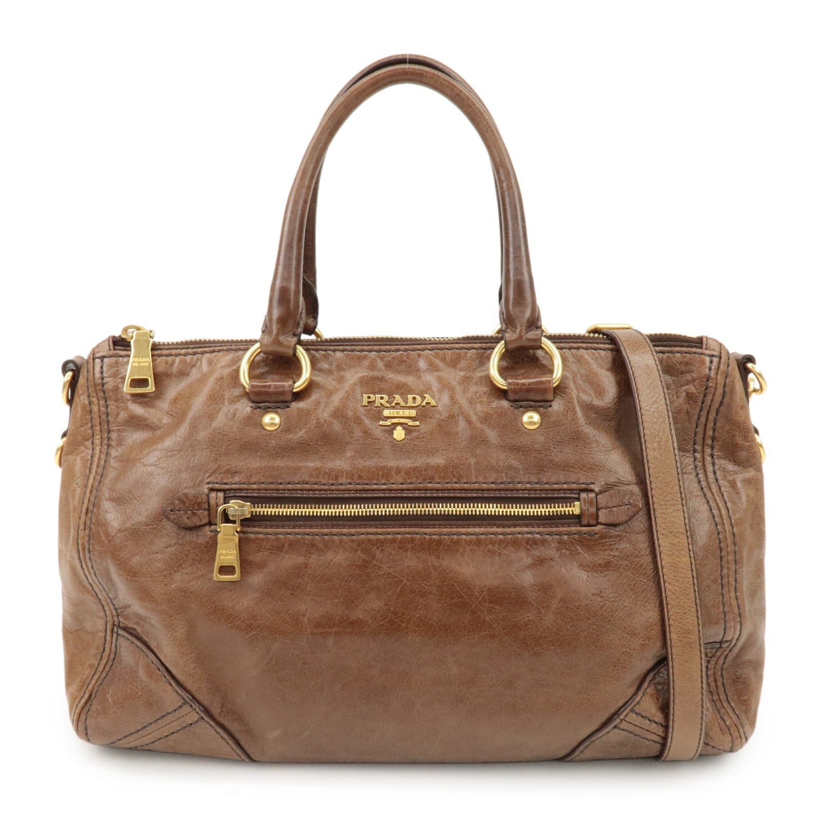 Tote Bag 2Way Bag Shoulder Bag d Leather Brown Logo