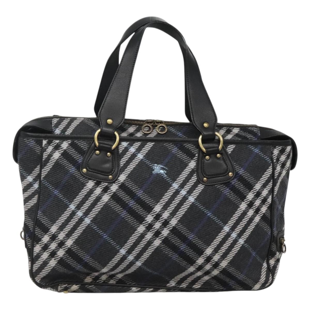 Burberry Label Wool Tote Bag Blue