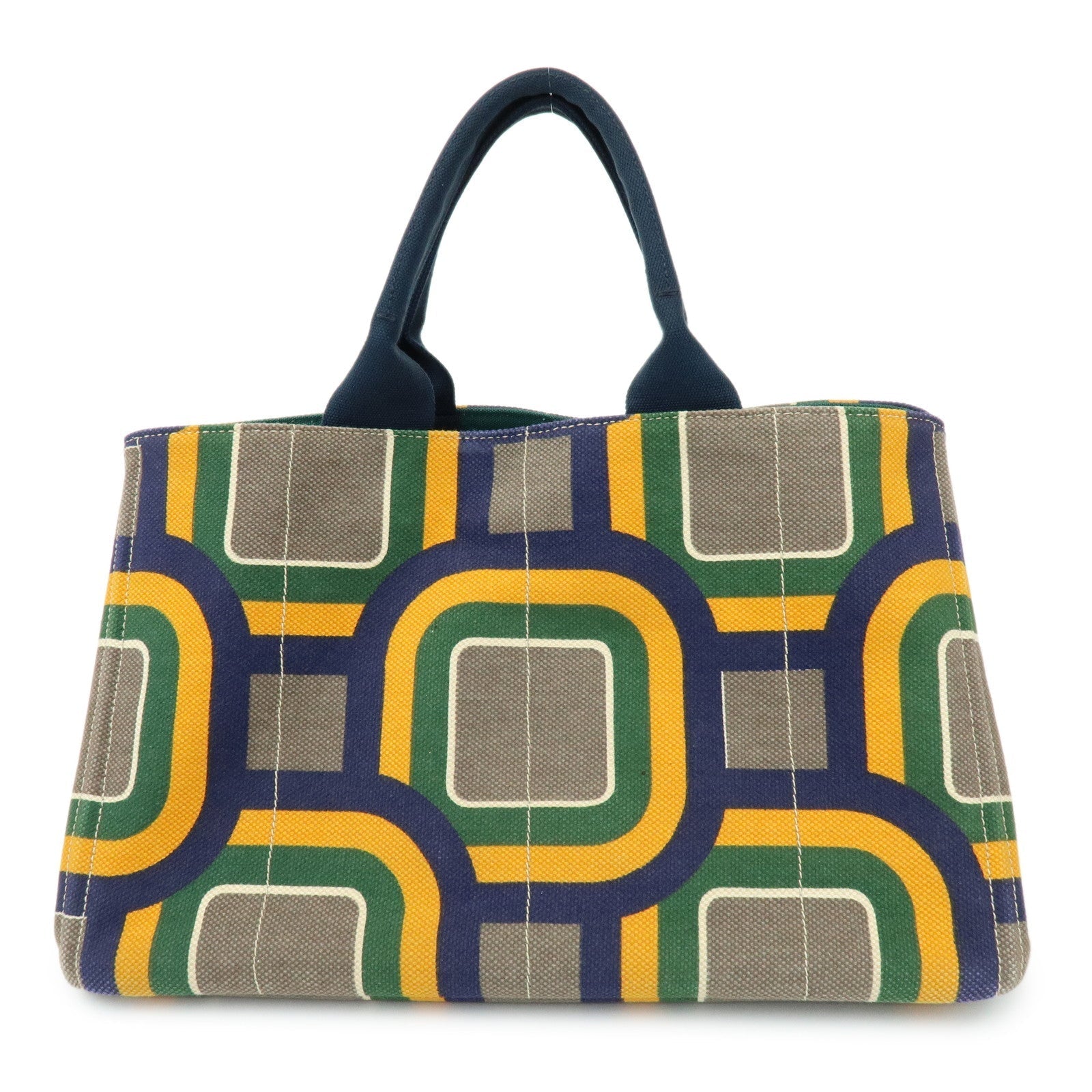 Tote Bag Canapa Hand Bag Green Yellow Navy