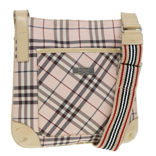 Burberry Label Synthetic Shoulder Bag Beige Blue
