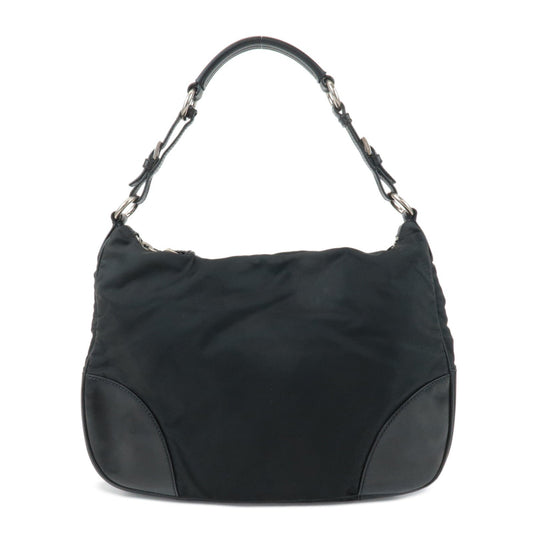 Prada Shoulder Bag Triangle 3 Leather Nylon Black