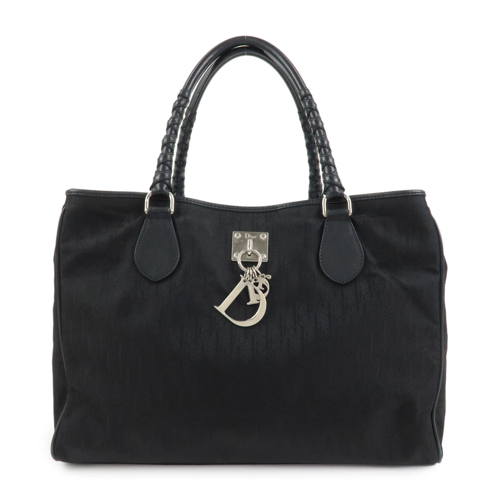 Dior Shoulder Bag Christian Trotter Lovely Leather Canvas Nylon
