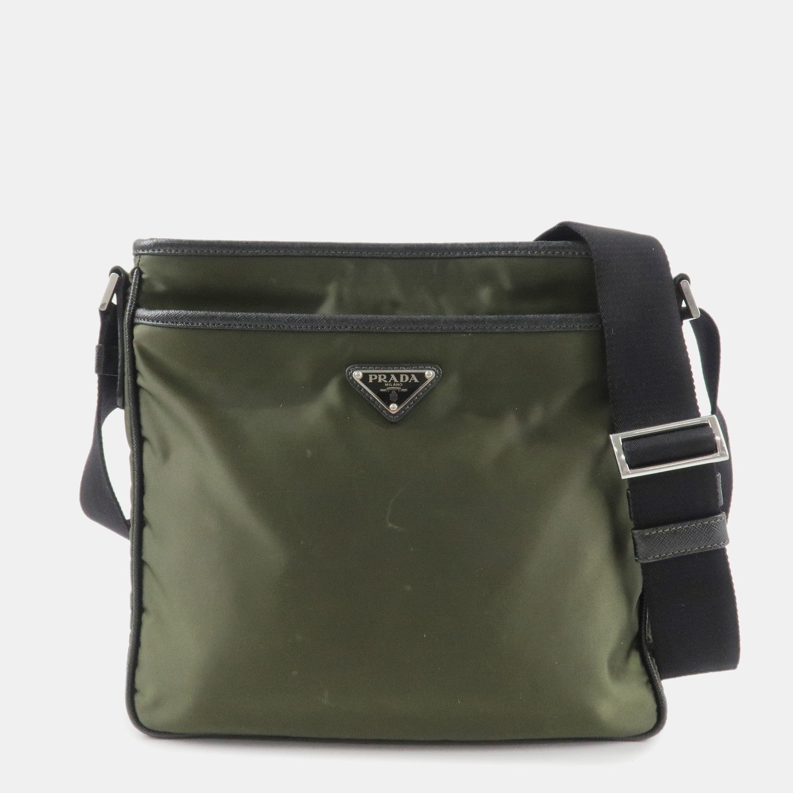 Shoulder Bag Triangle + d Leather Nylon Logo