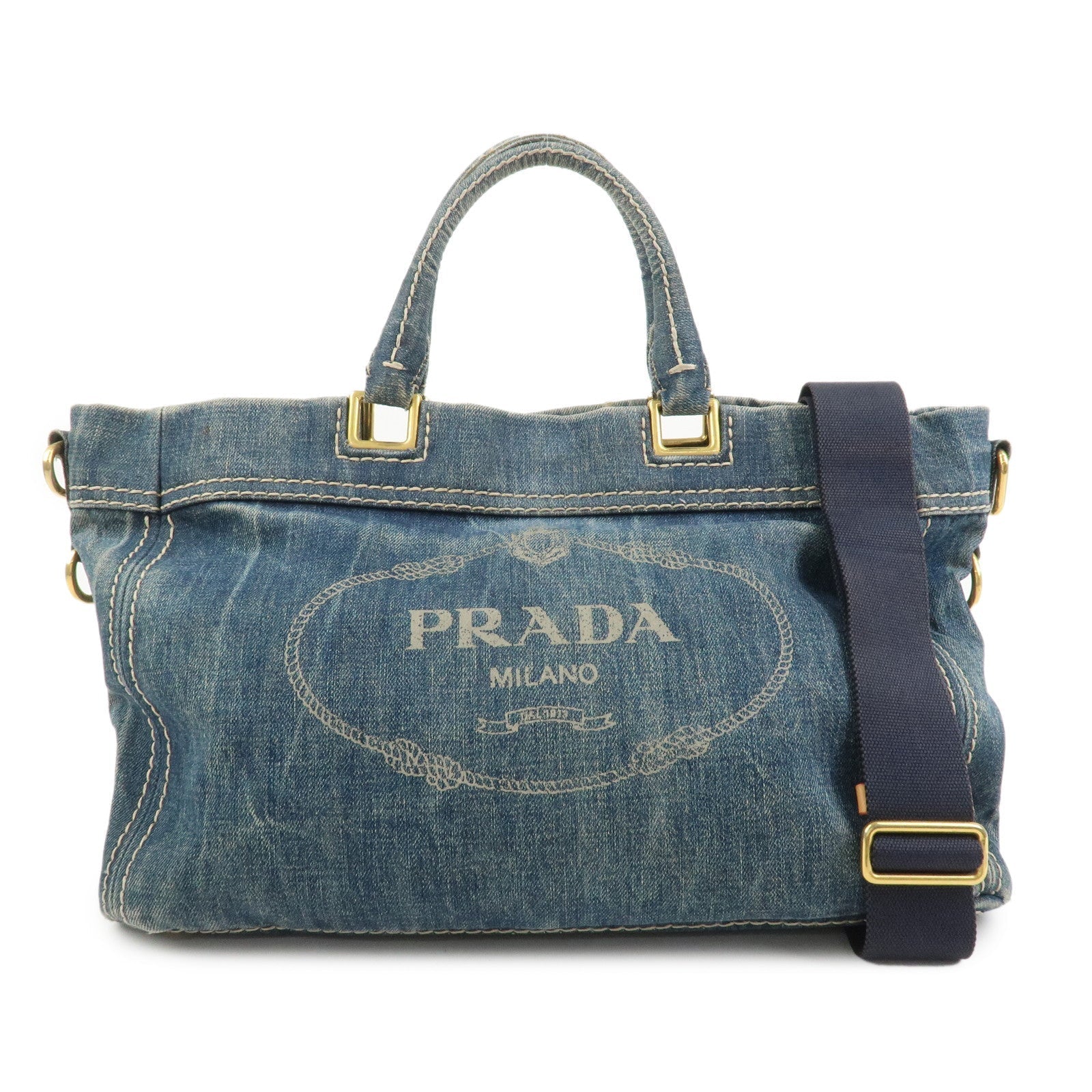 Tote Bag 2Way Bag Hand Bag Shoulder Bag Denim Blue