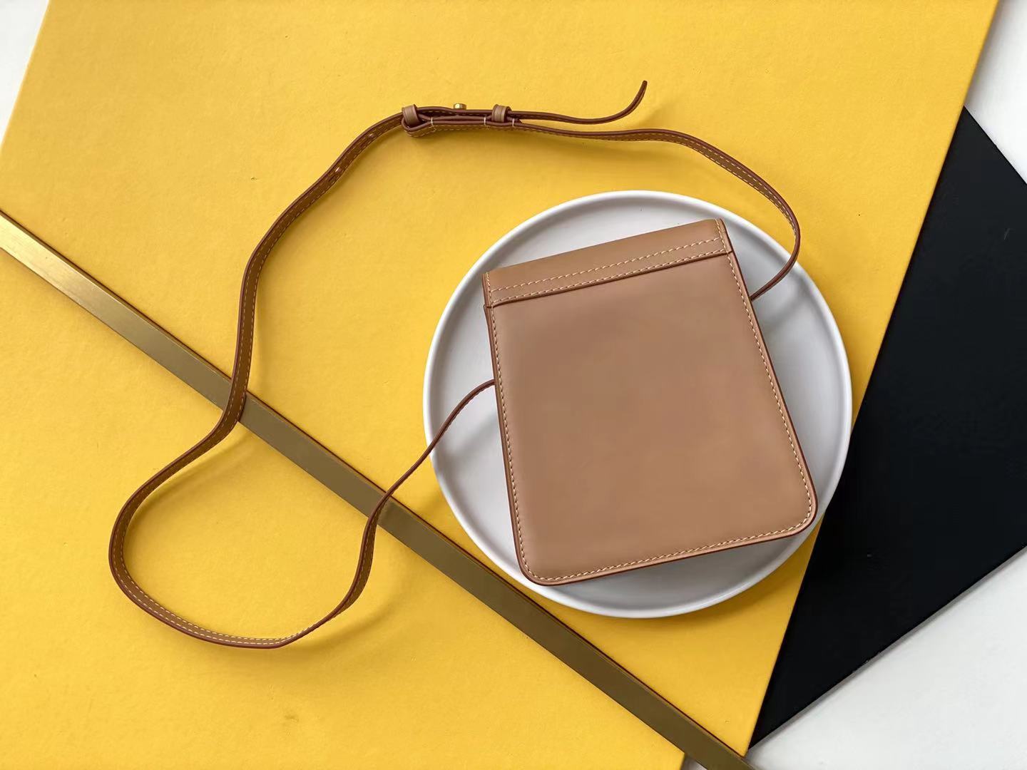 YSL Saint Laurent Kaia North South Vegetable Tanned Brown Gold Satchel Bag