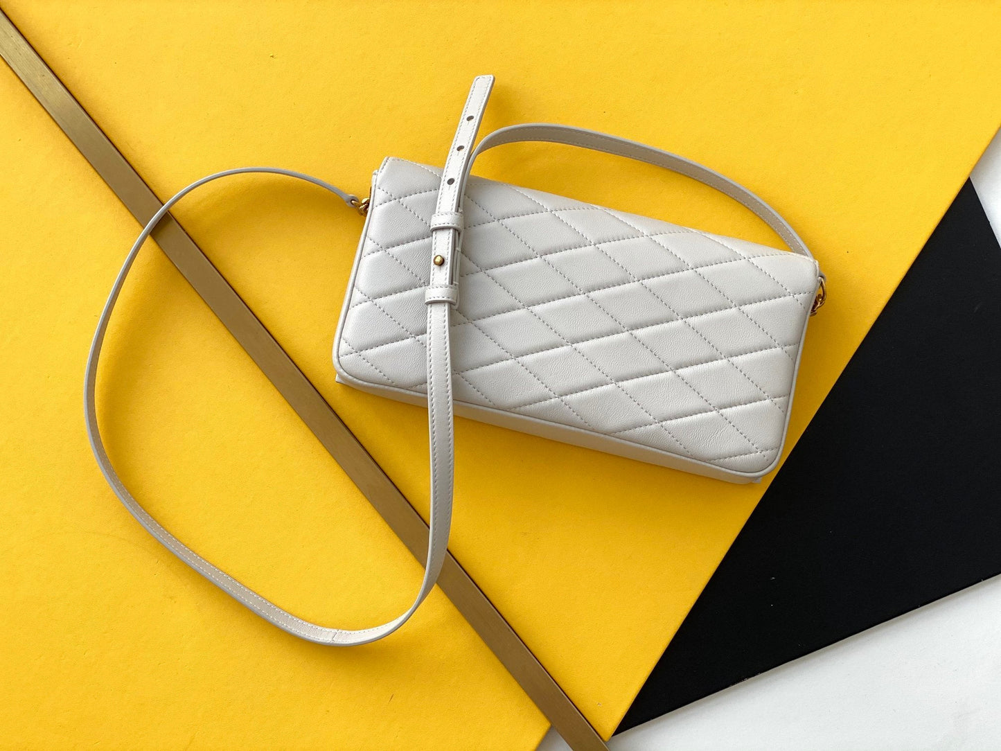 YSL Saint Laurent YSL Top Quality Kate Bag With Hardware White Gold Travel Bag