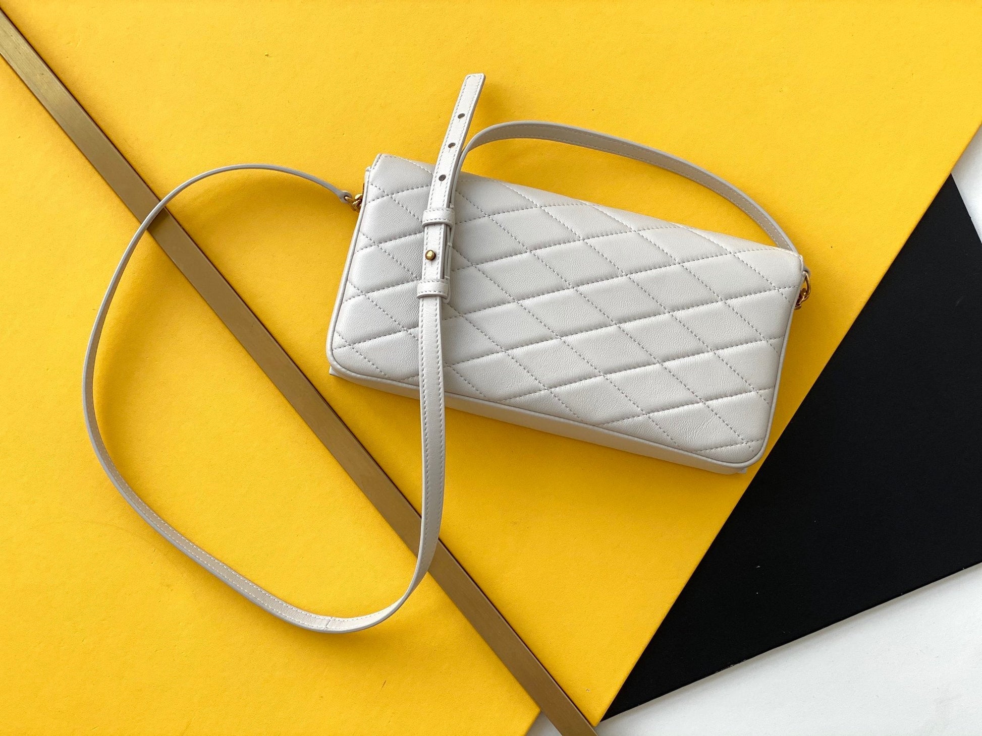 YSL Saint Laurent YSL Top Quality Kate Bag With Hardware White Gold Travel Bag