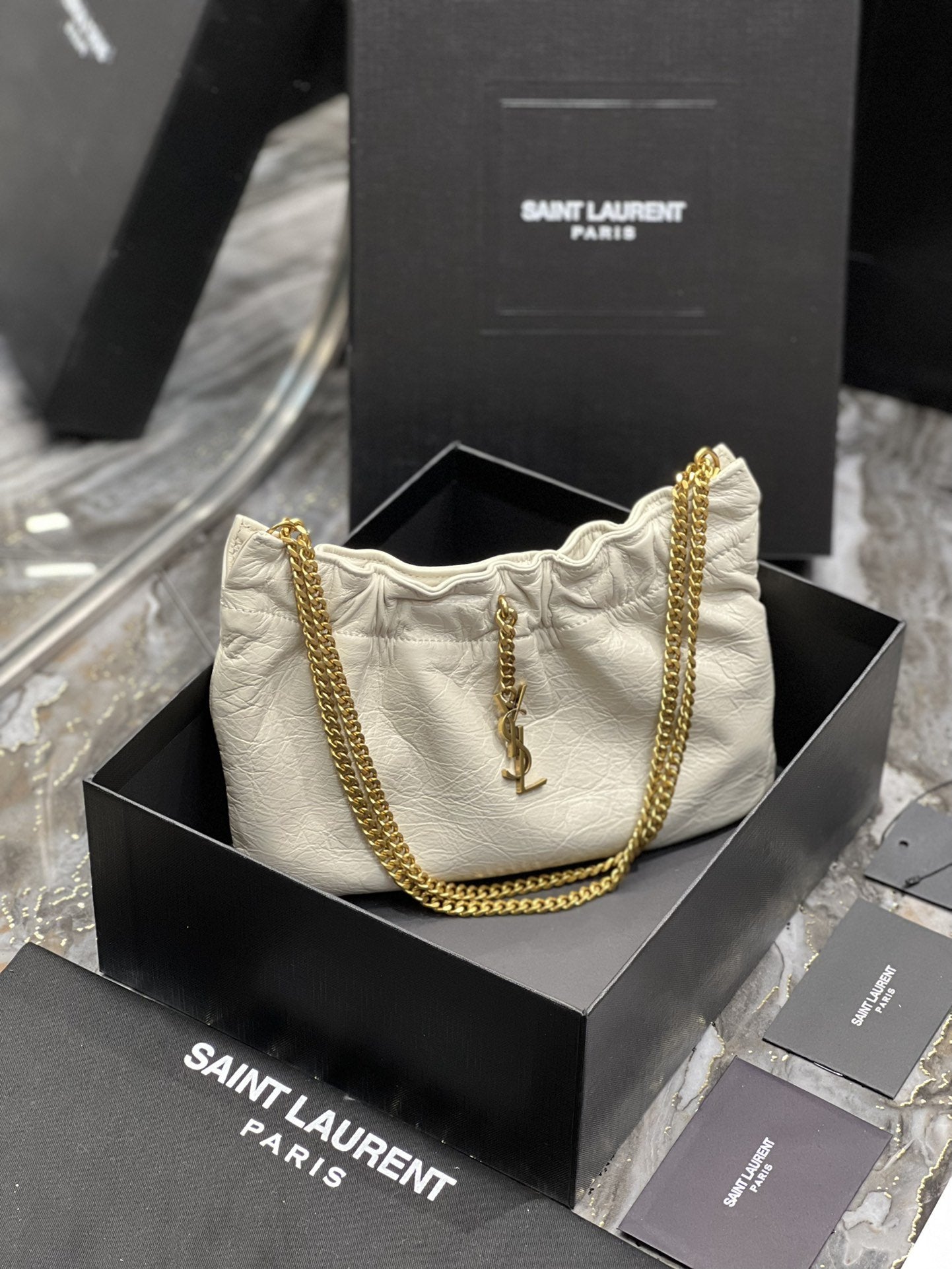 YSL Saint Laurent YSL Top Quality Hobo Bag With Bronze White Mini Shoulder Bag