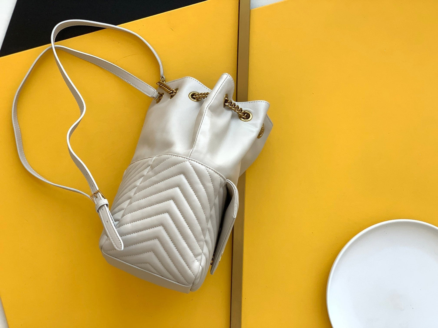 YSL Saint Laurent YSL Top Quality Joe Backpack In With Monogram White