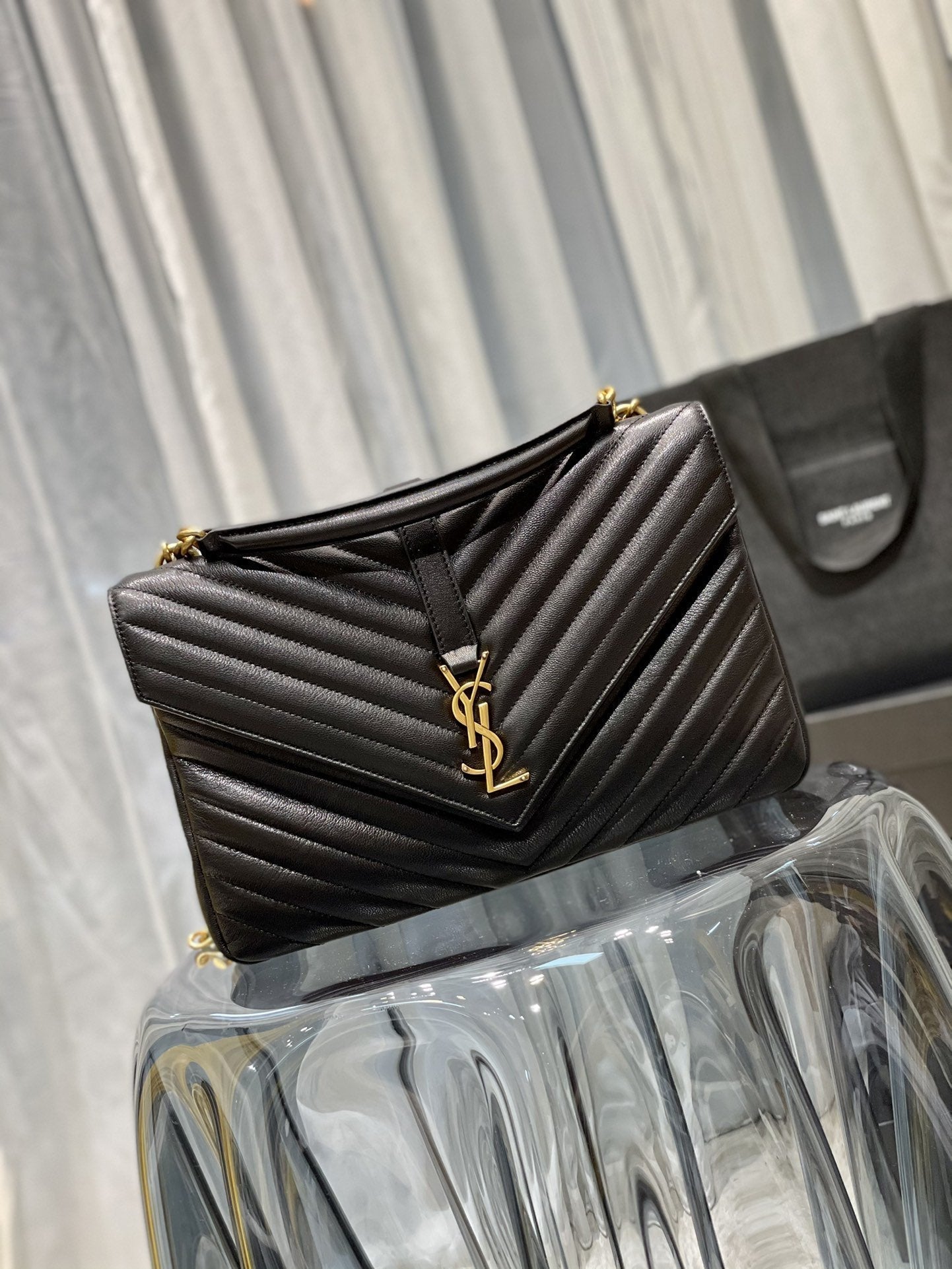 YSL Saint Laurent YSL Top Quality College Chain Bag With Black Gold Travel Bag
