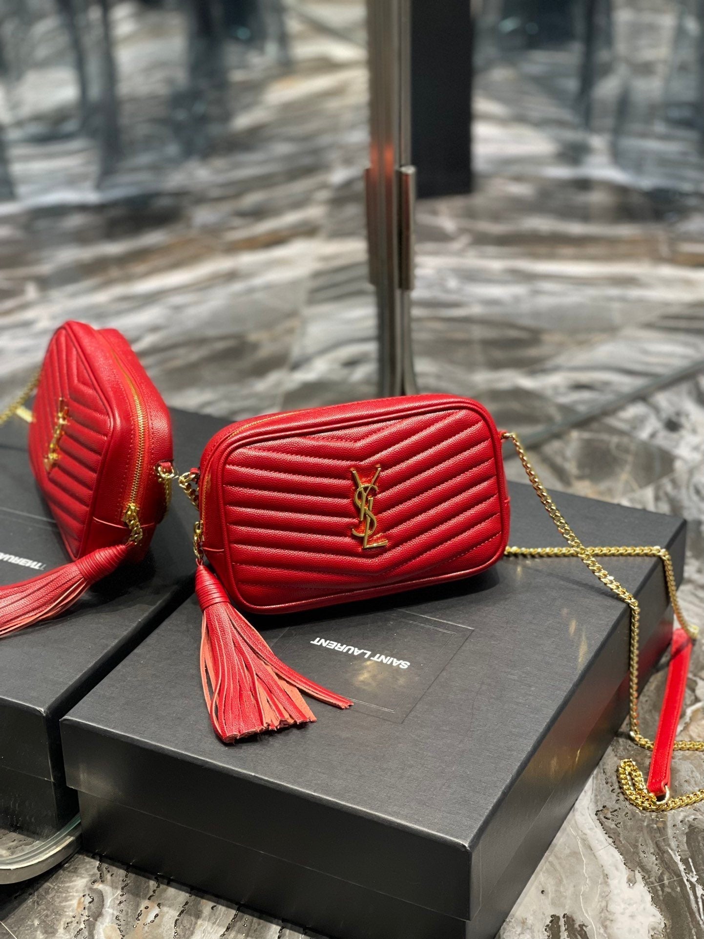 YSL Saint Laurent YSL Top Quality Lou Mini Bag In Quilted Red Travel Bag