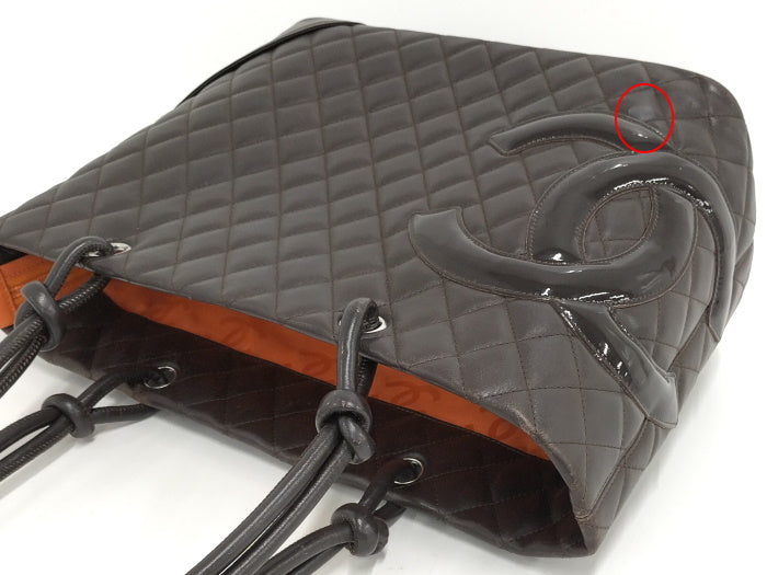Chanel Cambon Line Tote Bag Dark Leather Brown