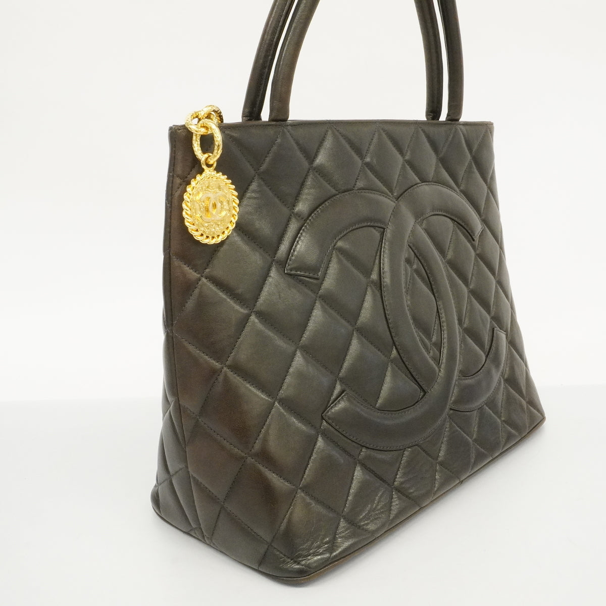 Chanel Tote Bag Lambskin Black Brown