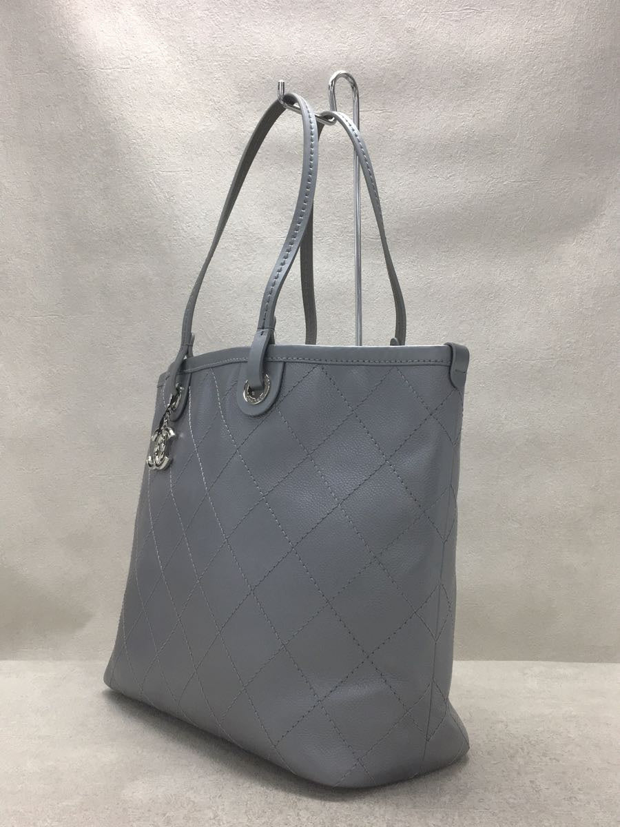 Chanel On The Road Handbag Caviar Skin Leather Silver