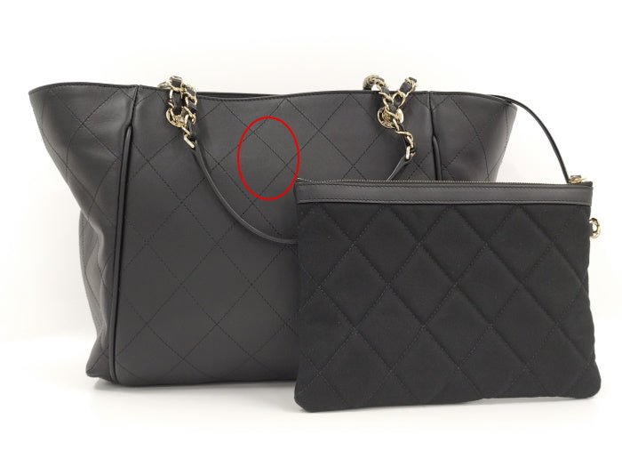 Chanel Shoulder Bag Wild Stitch Leather Black