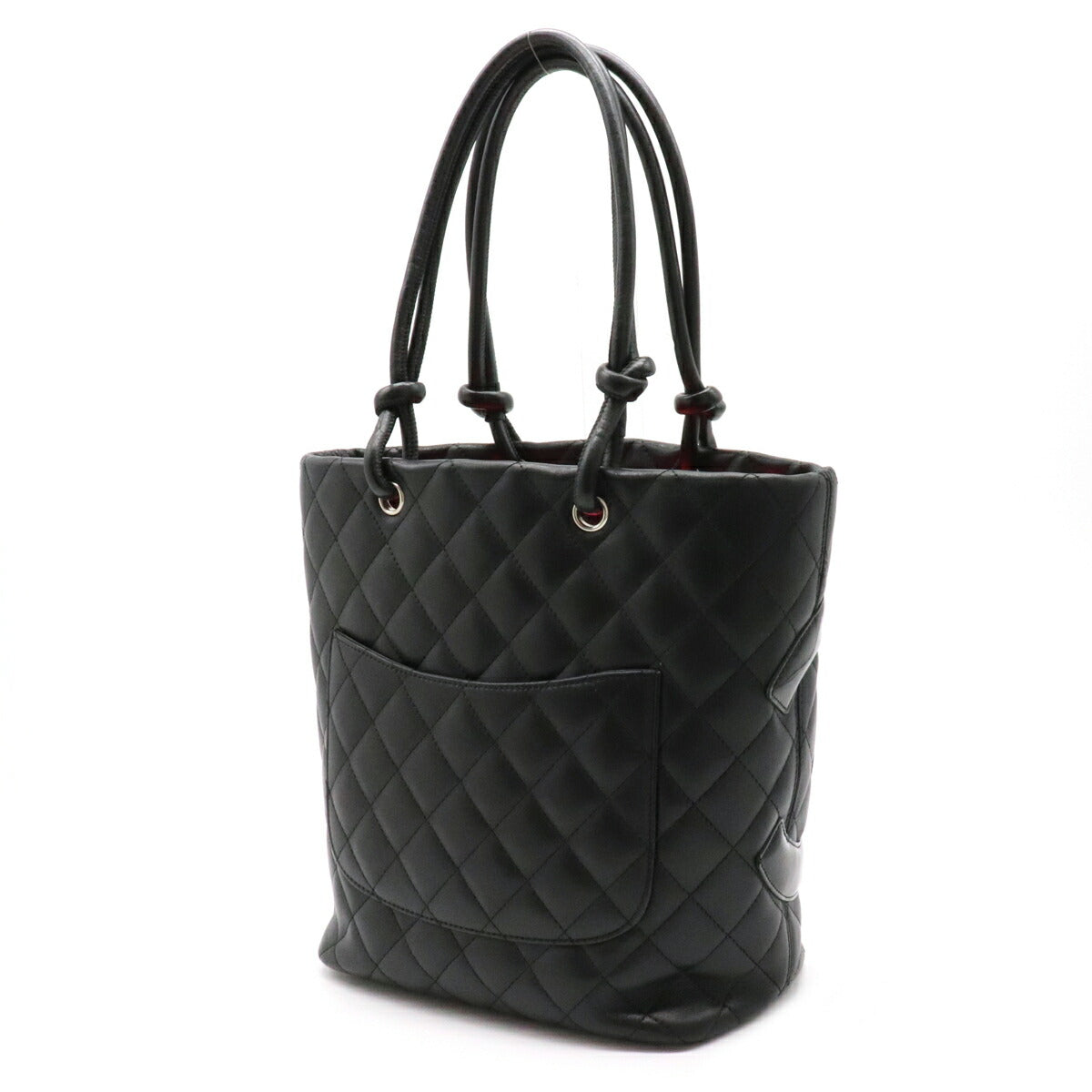 Chanel Cambon Line Tote Bag Soft Calf Enamel Black Medium Black 1