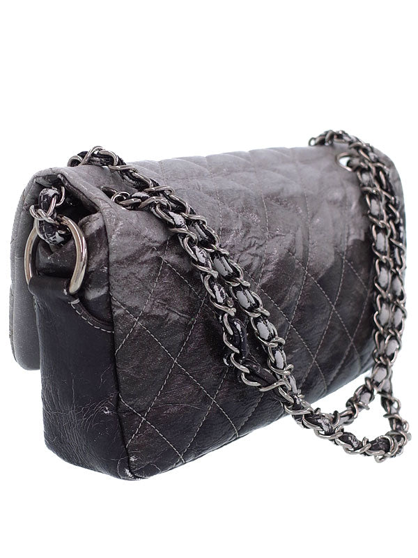 Chanel Gray Gradient Chain Shoulder Bag Leather Matelasse