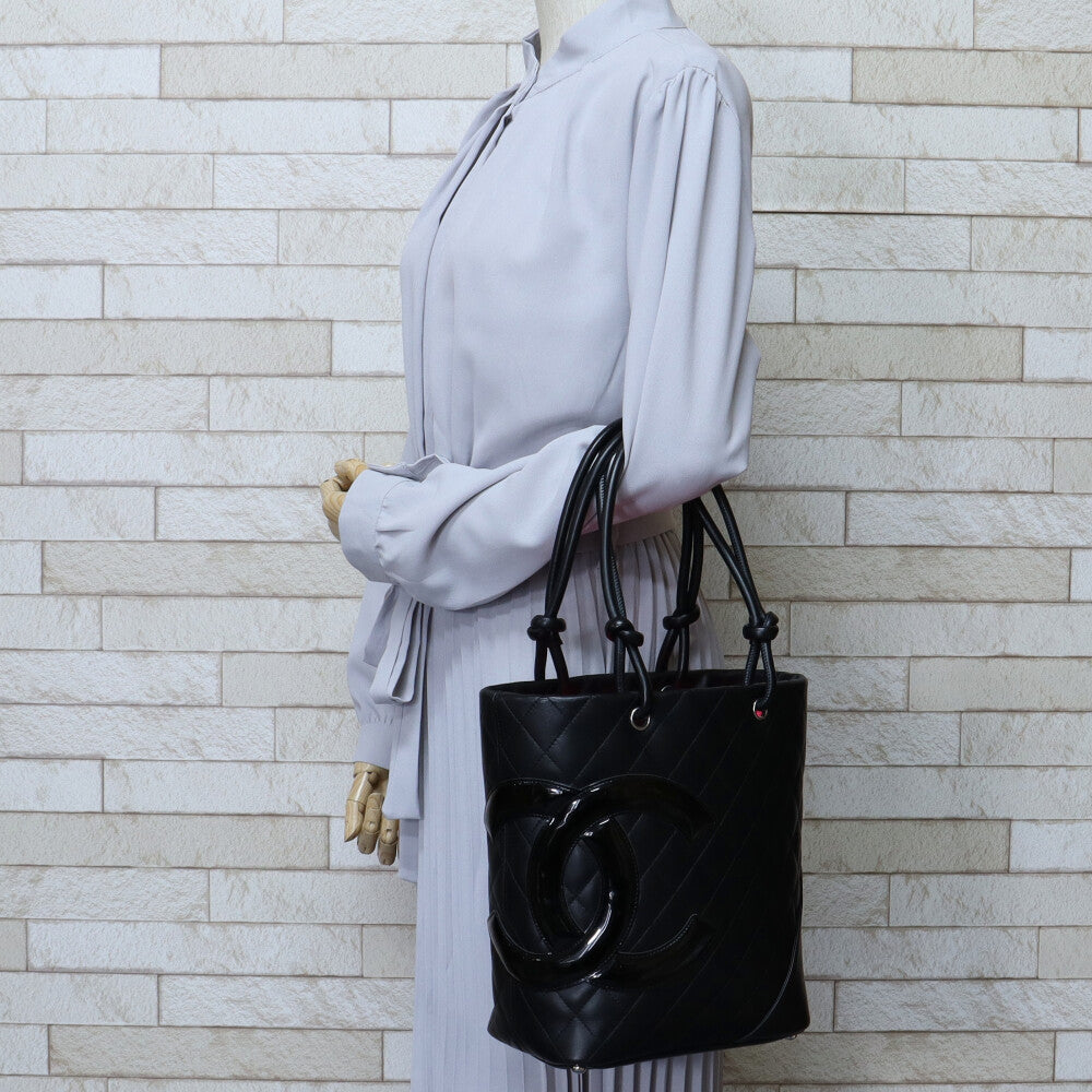 Chanel Pm Cambon Tote Bag Lambskin Black