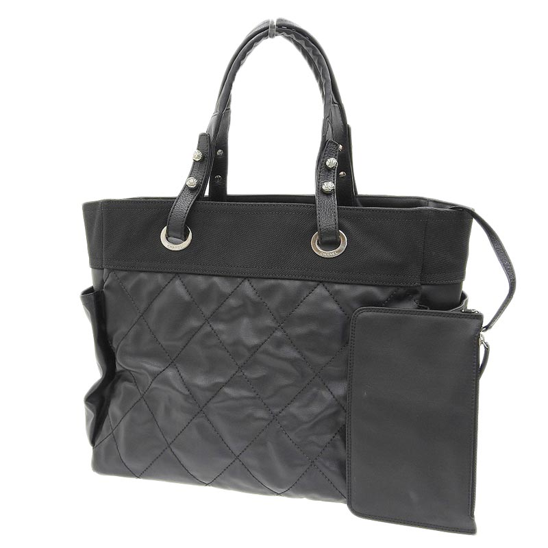 Chanel Paris Biarritz Tote Mm Tote Bag Leather Canvas