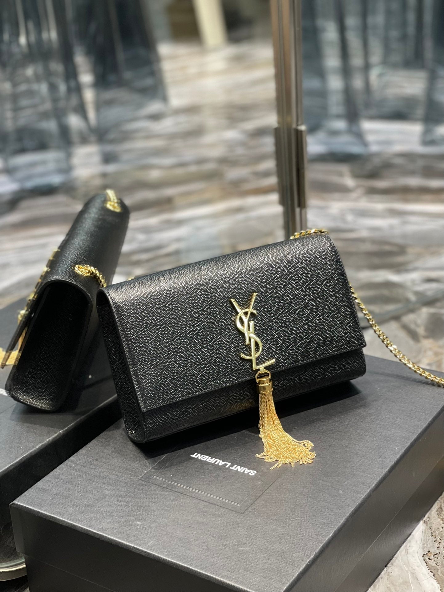 YSL Saint Laurent Ysl Saint Laurent Kata Medium Chain Bag Black Travel Bag