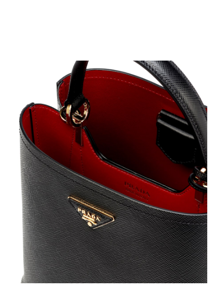 Prada Panier Bag Saffiano Black Red Travel Bag