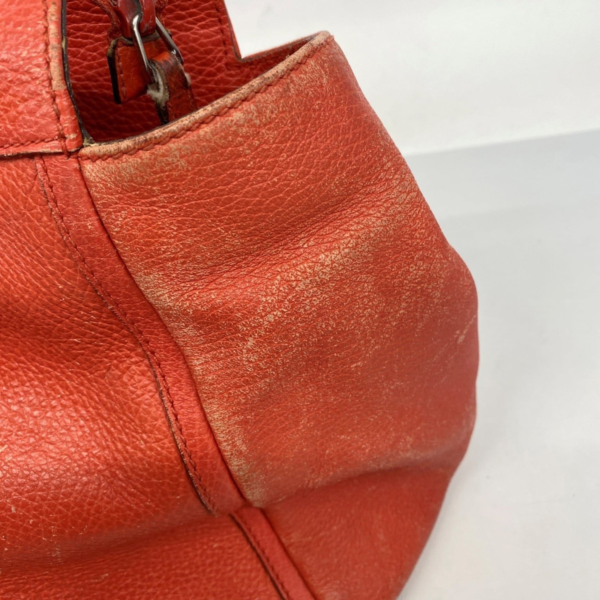 Gucci Red Color Leather Tote Bag