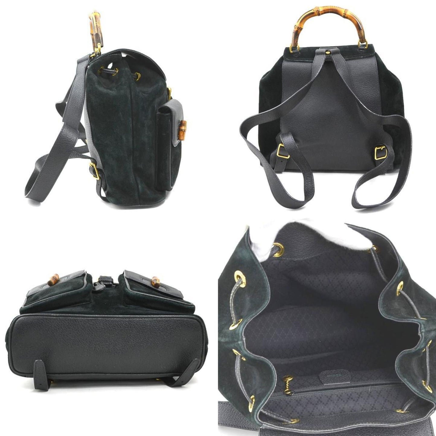 Gucci Black Suede Leather Backpack