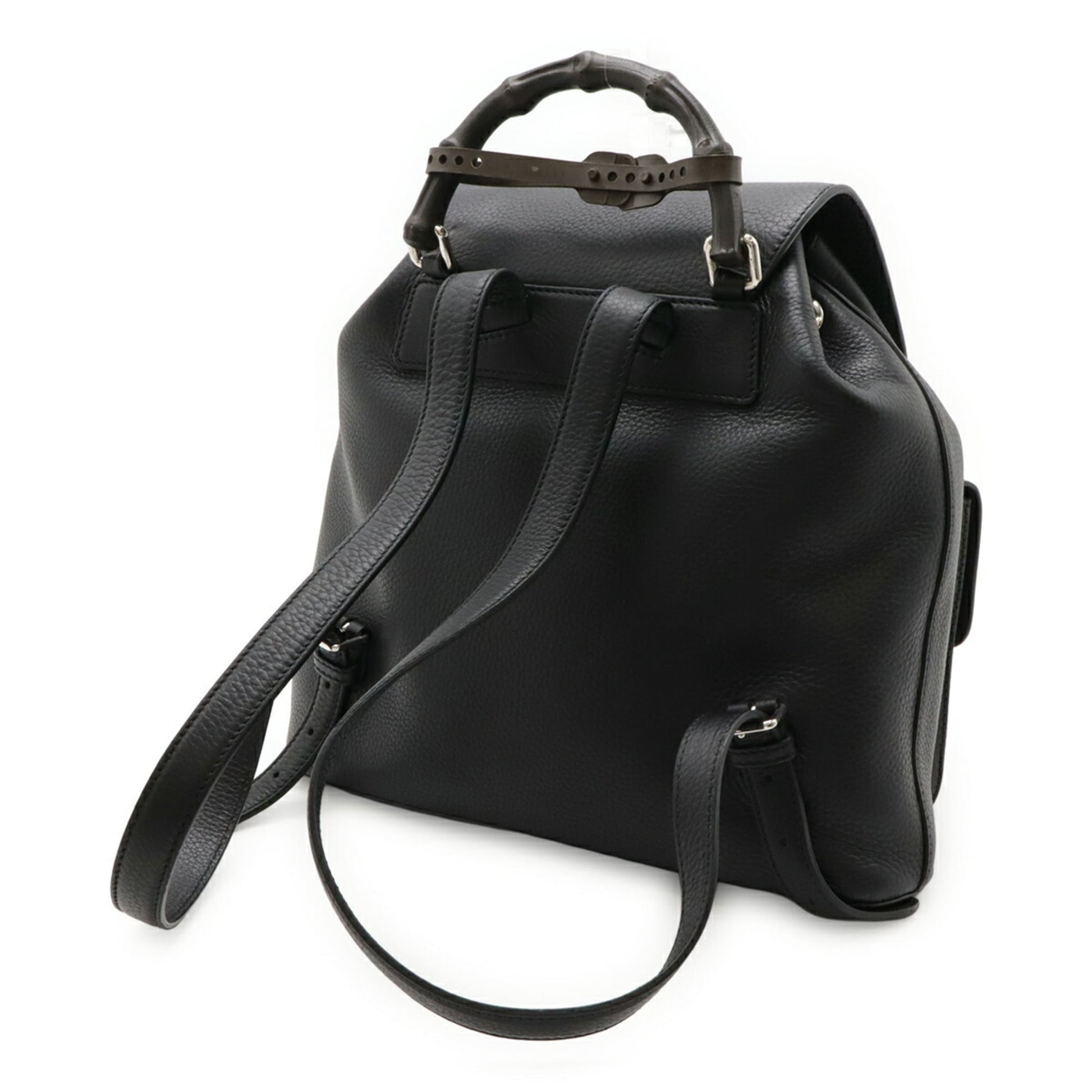 Gucci Black Bamboo Leather Backpack Shoulder Bag
