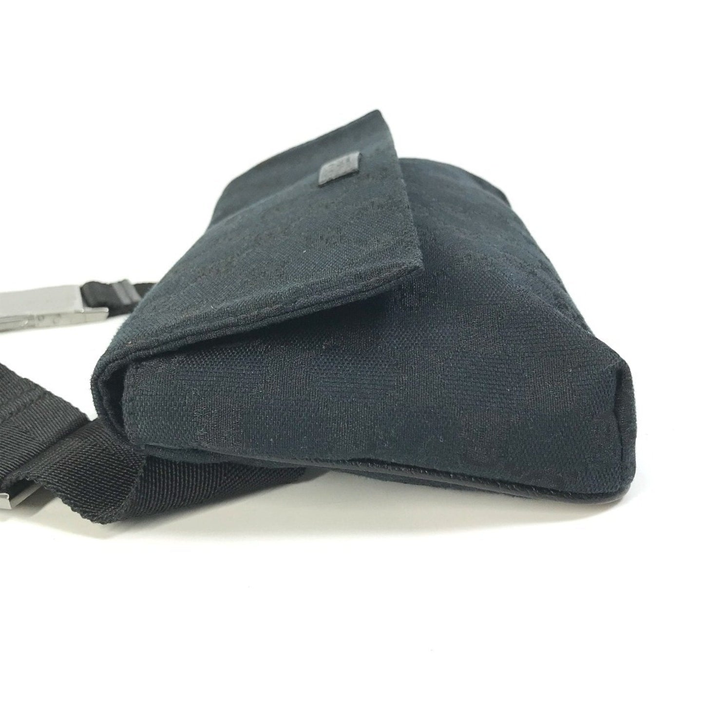 Gucci Black Gg Canvas Leather Fanny Pack