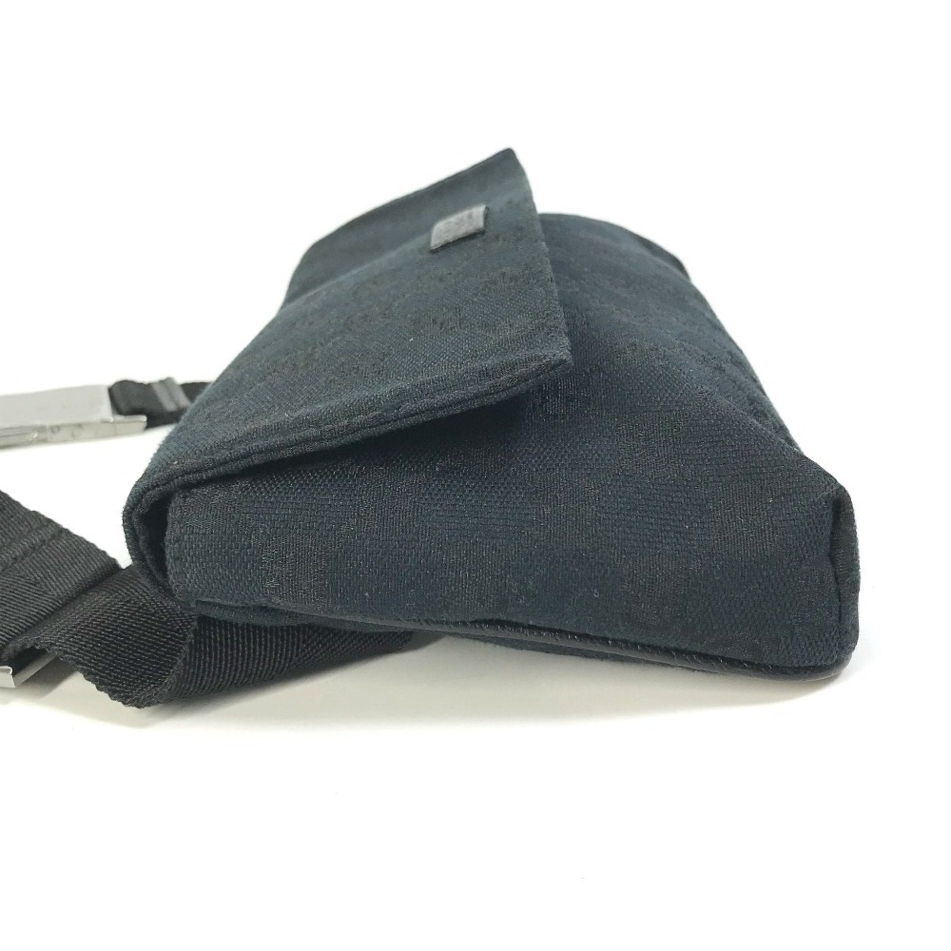 Gucci Black Gg Canvas Leather Fanny Pack