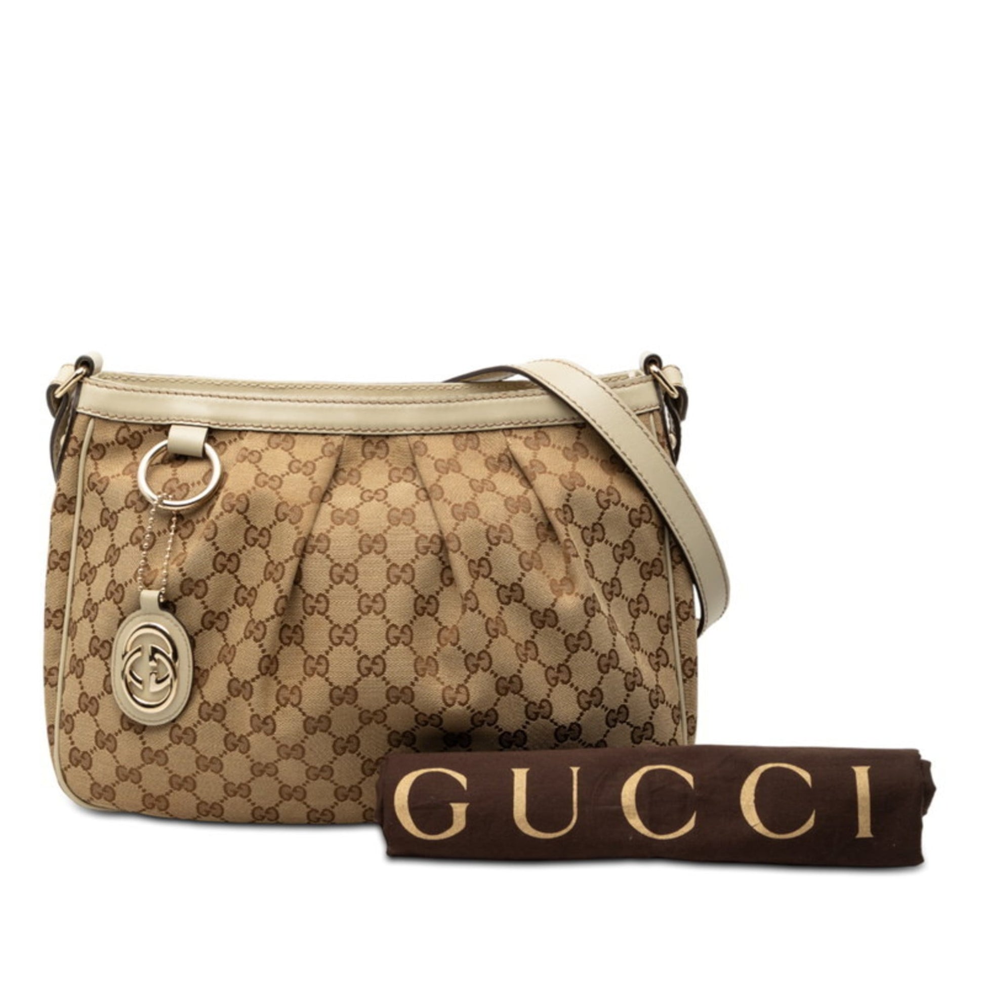 Gucci Beige Gg Canvas Shoulder Bag