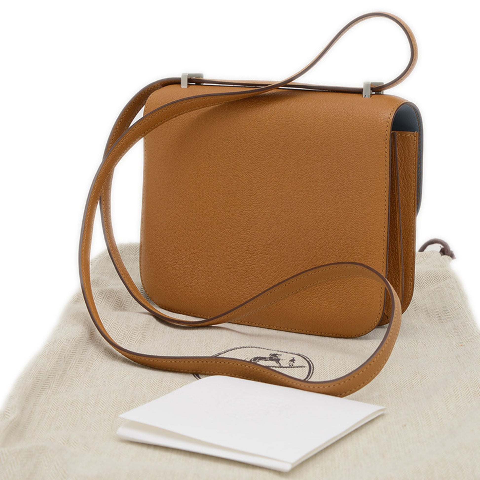 Hermes Chevre Shoulder Bag Leather Brown