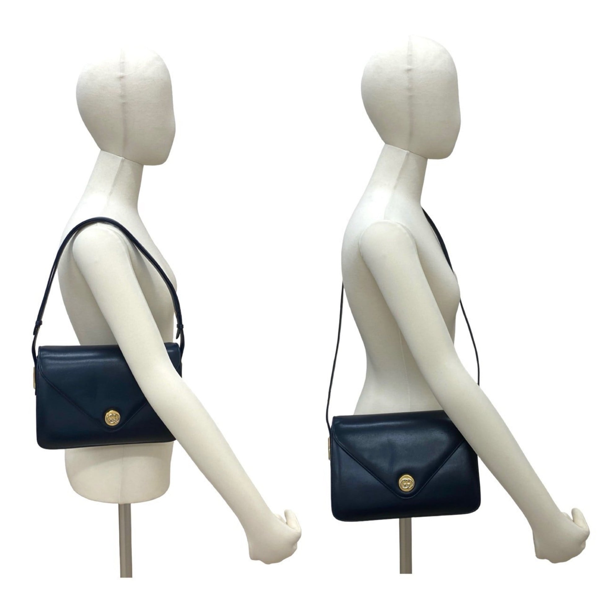 Gucci Navy Leather Pochette Shoulder Bag