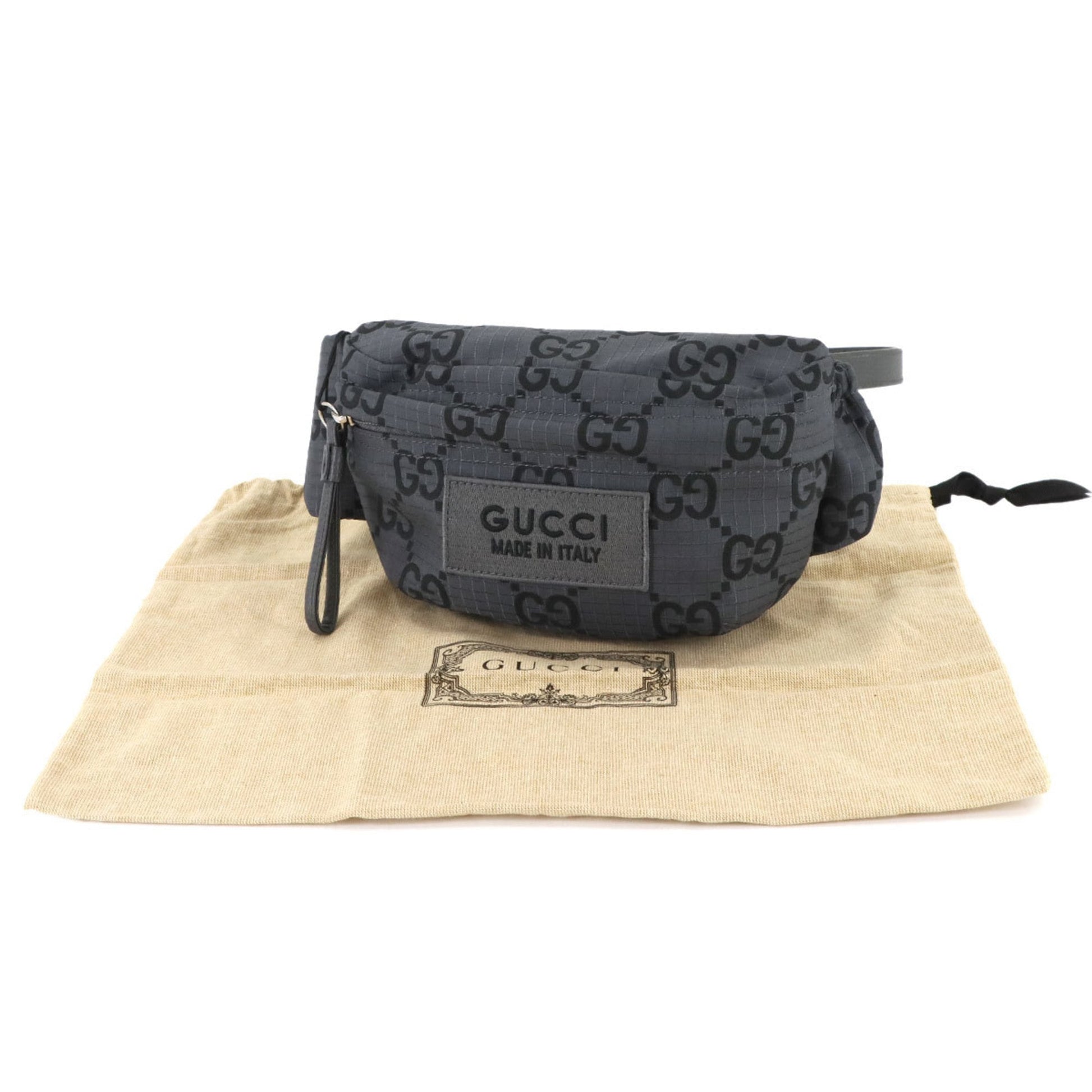 Gucci Gray Polyester Leather Fanny Pack Sling Bag