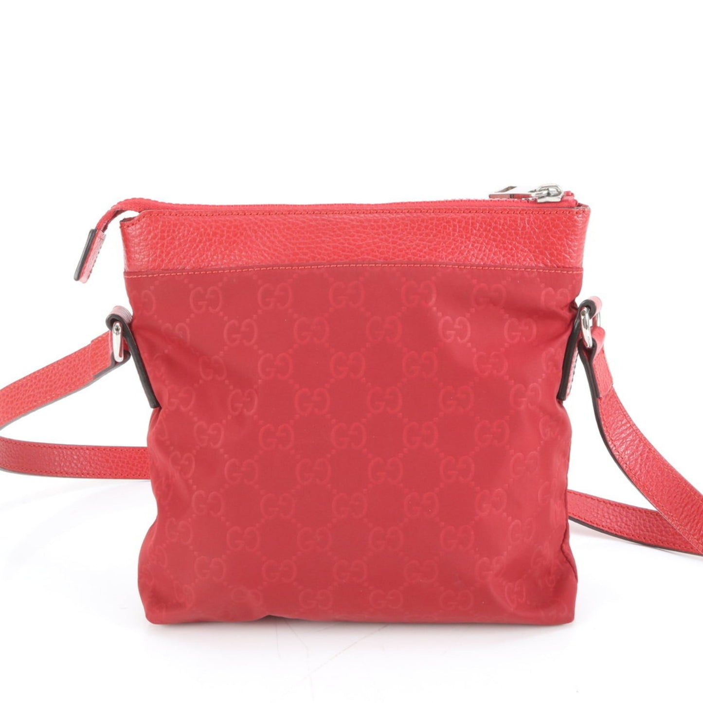 Gucci Red Color Nylon Leather Shoulder Bag