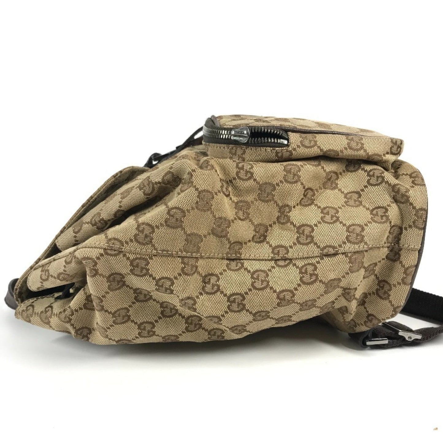 Gucci Beige Dark Brown Gg Canvas Backpack