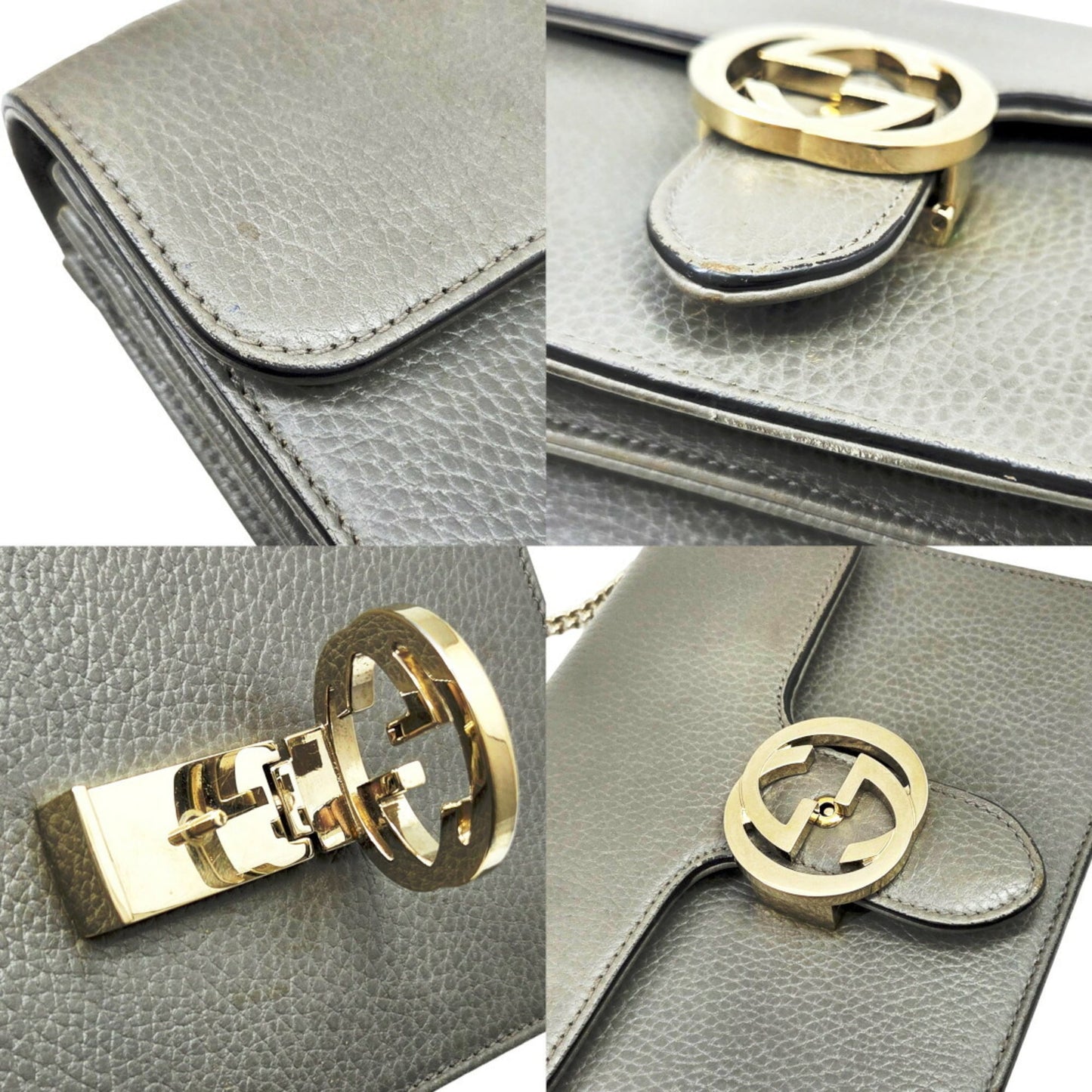 Gucci Gray Leather Shoulder Bag