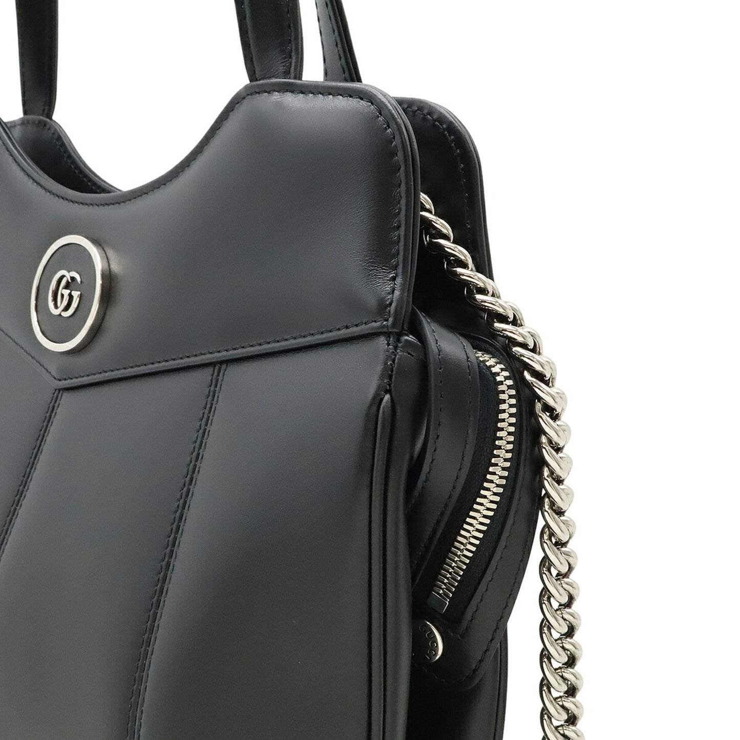 Gucci Black Leather Handbag Shoulder Bag Tote Bag