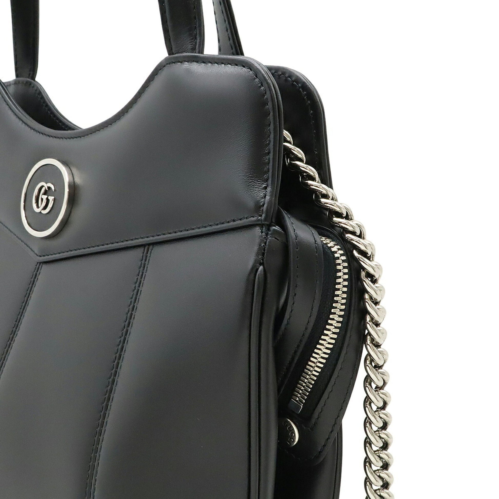 Gucci Black Leather Handbag Shoulder Bag Tote Bag