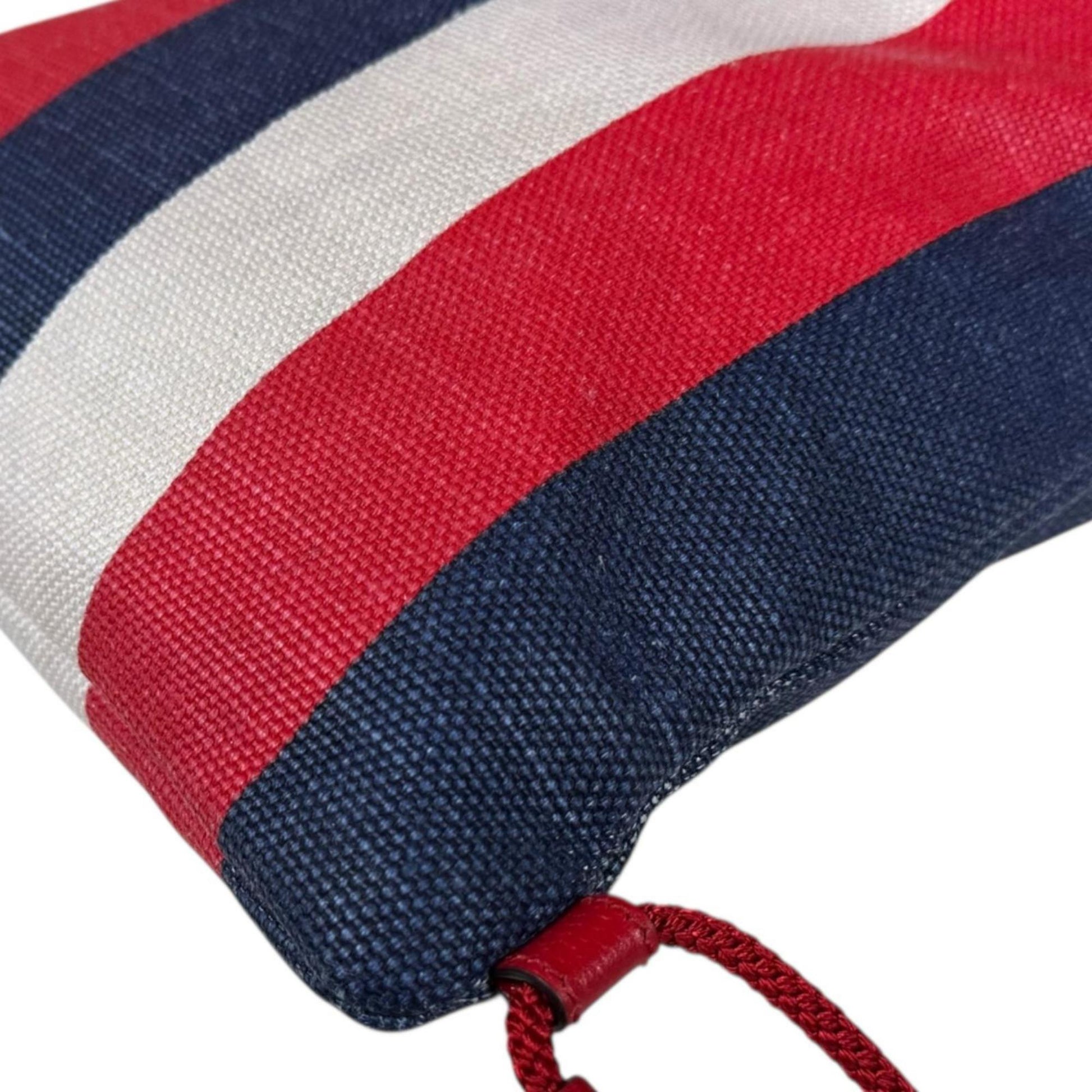Gucci Blue Red Color White Canvas Leather Backpack