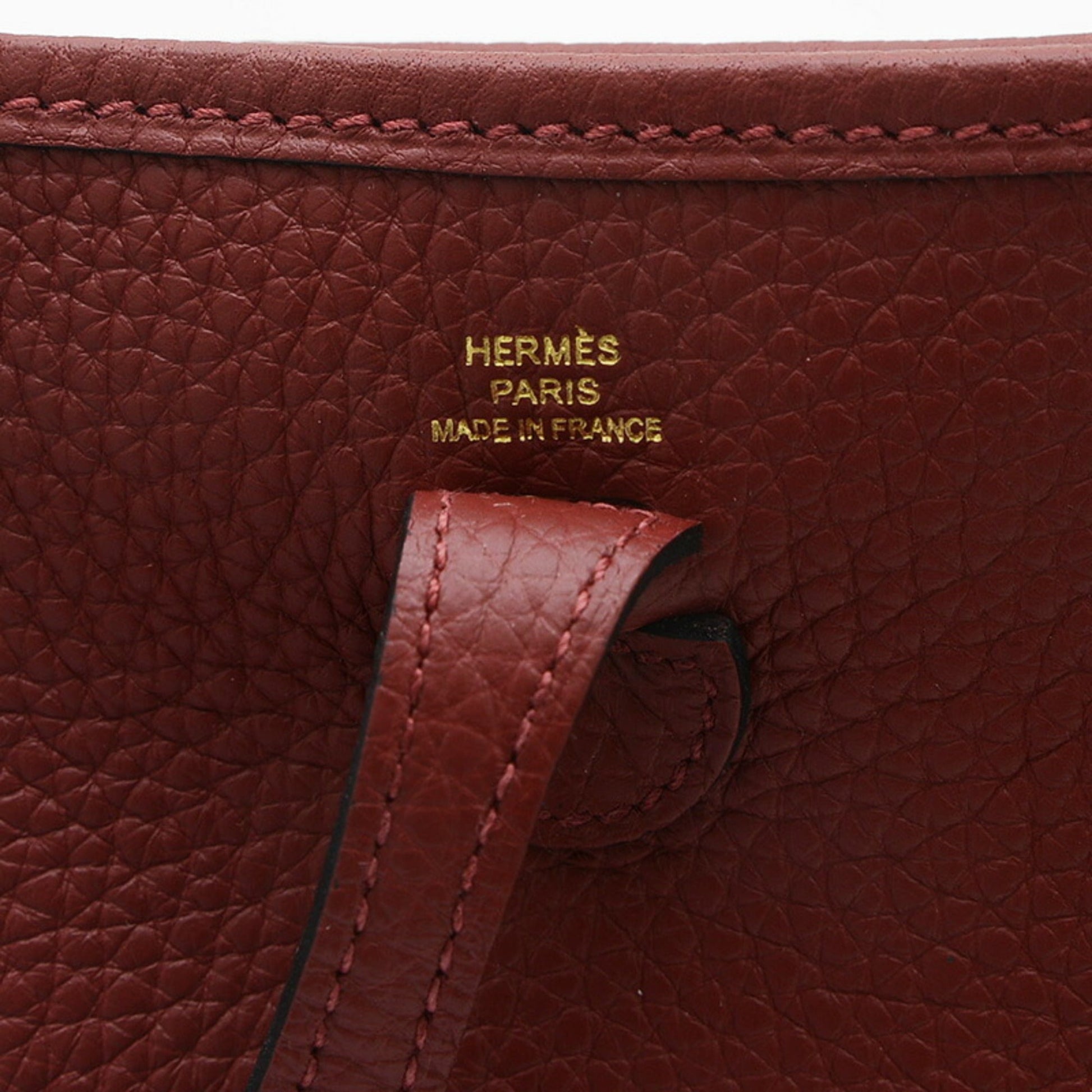 Hermes Rouge Taurillon Clemence Shoulder Bag Leather