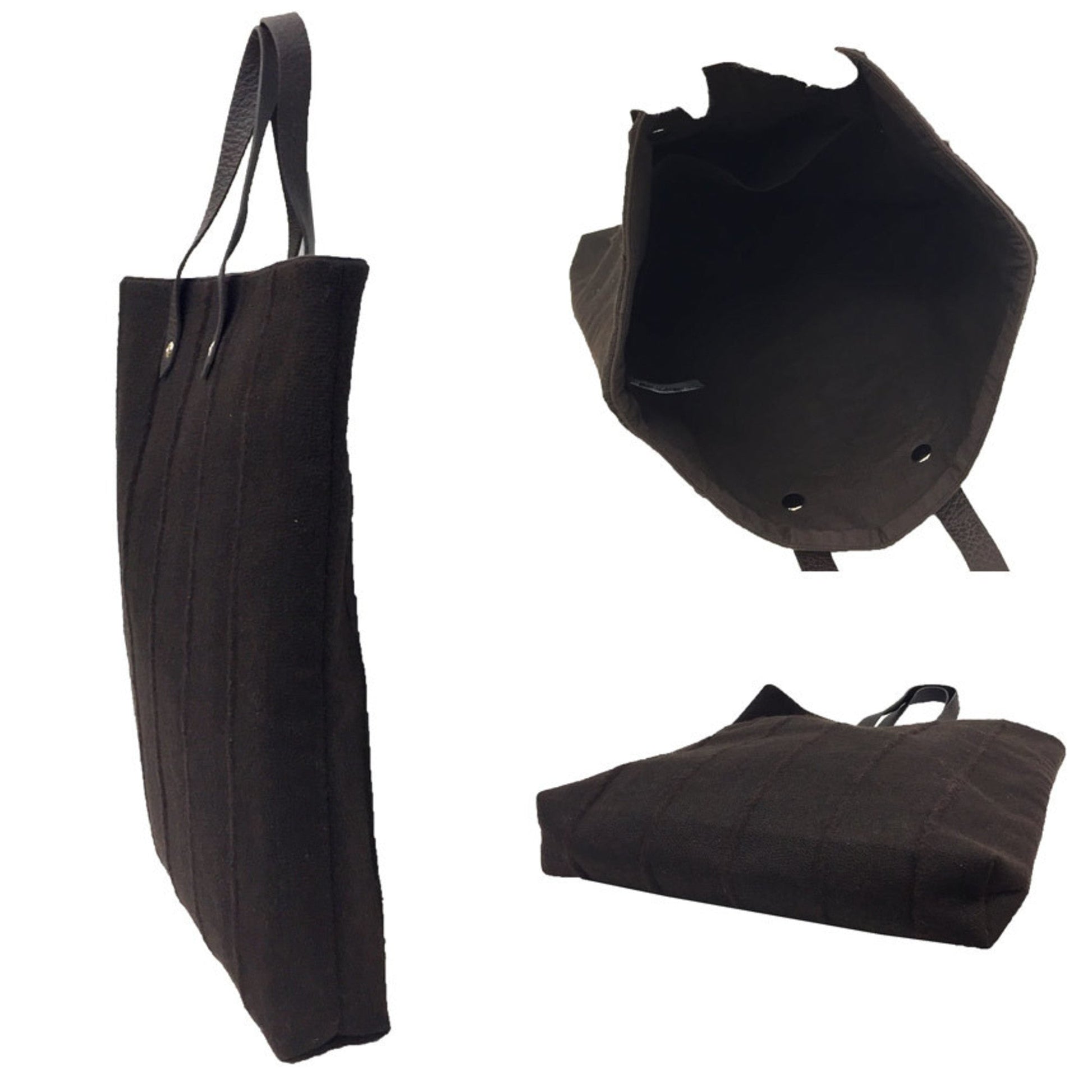 Hermes Dark Wool Tote Bag Brown