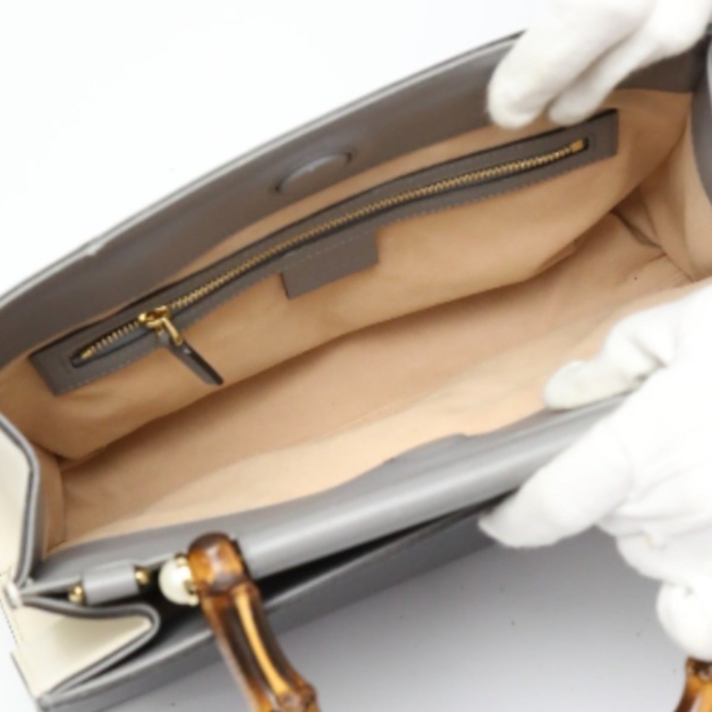 Gucci Gray Bamboo Handbag