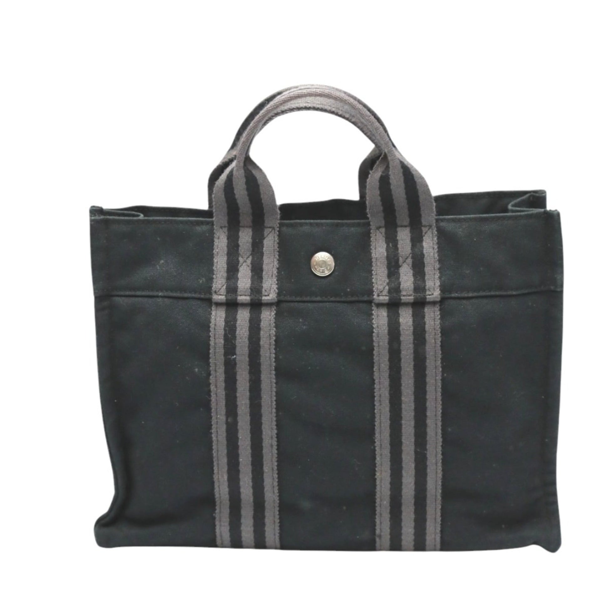 Hermes Her Line Tote Bag Canvas Gray Tote Bag 10