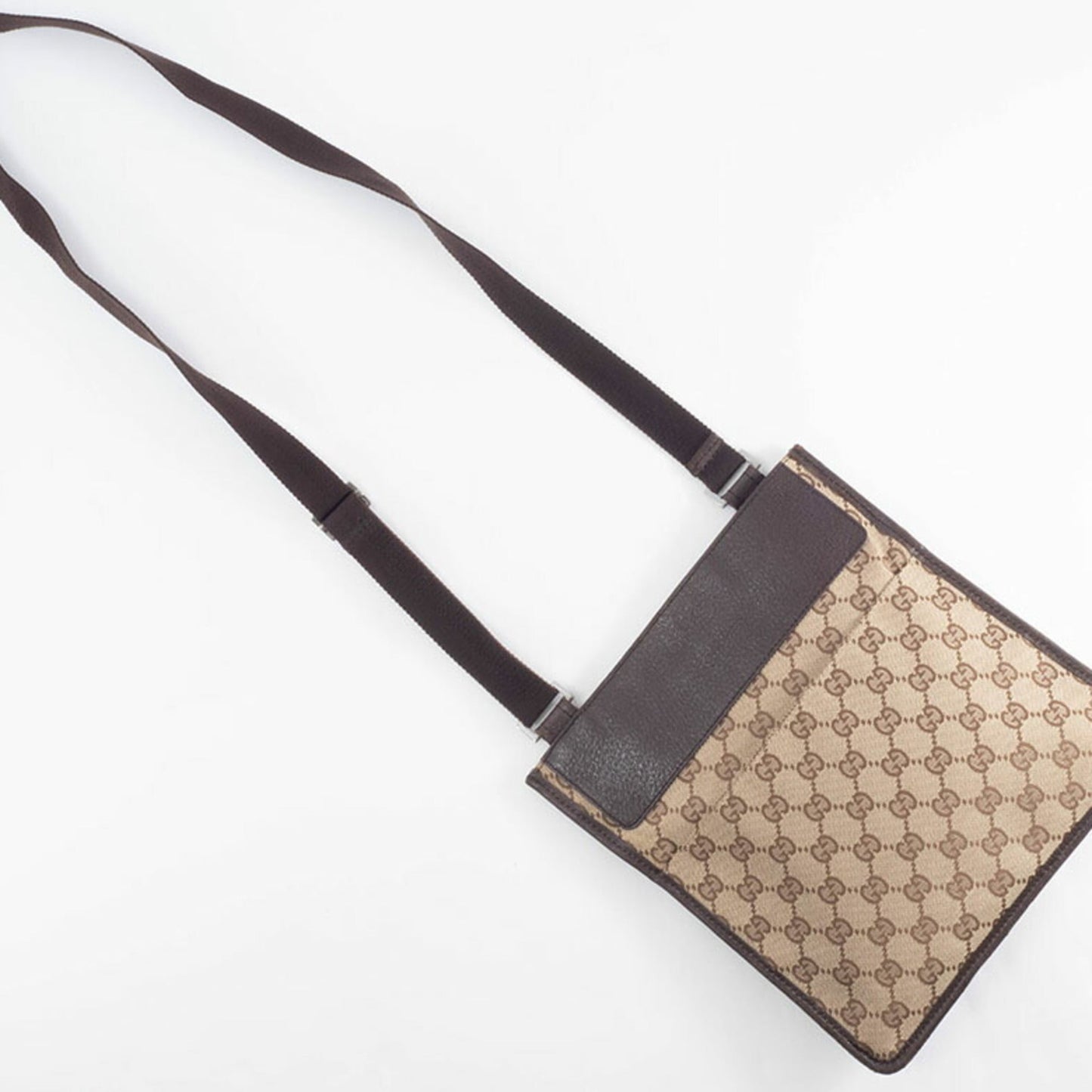 Gucci Gg Canvas Beige Brown Gg Canvas Leather Shoulder Bag