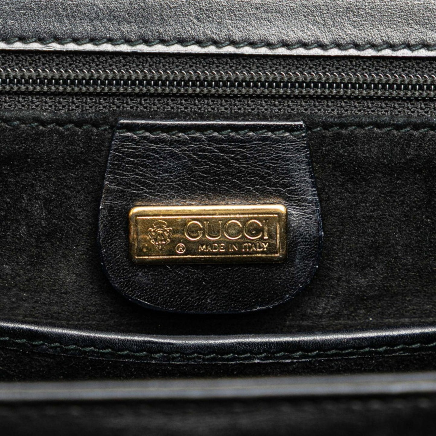 Gucci Black Brown Leather Plastic Handbag