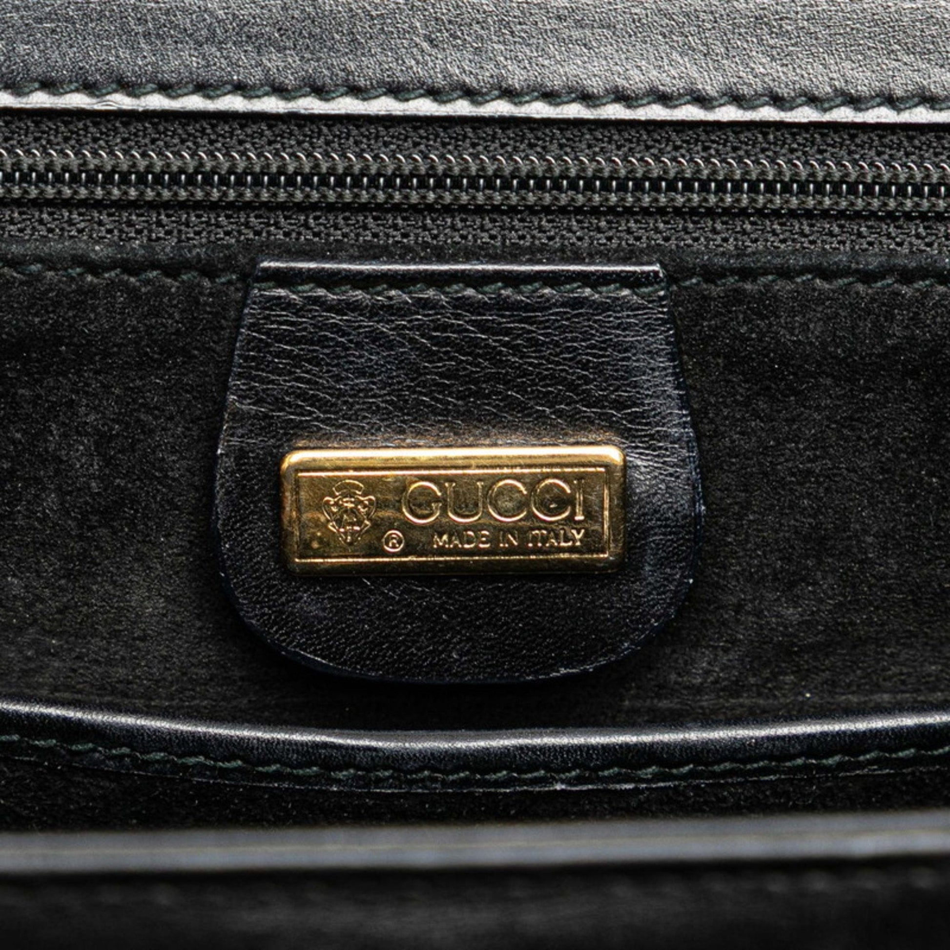 Gucci Black Brown Leather Plastic Handbag