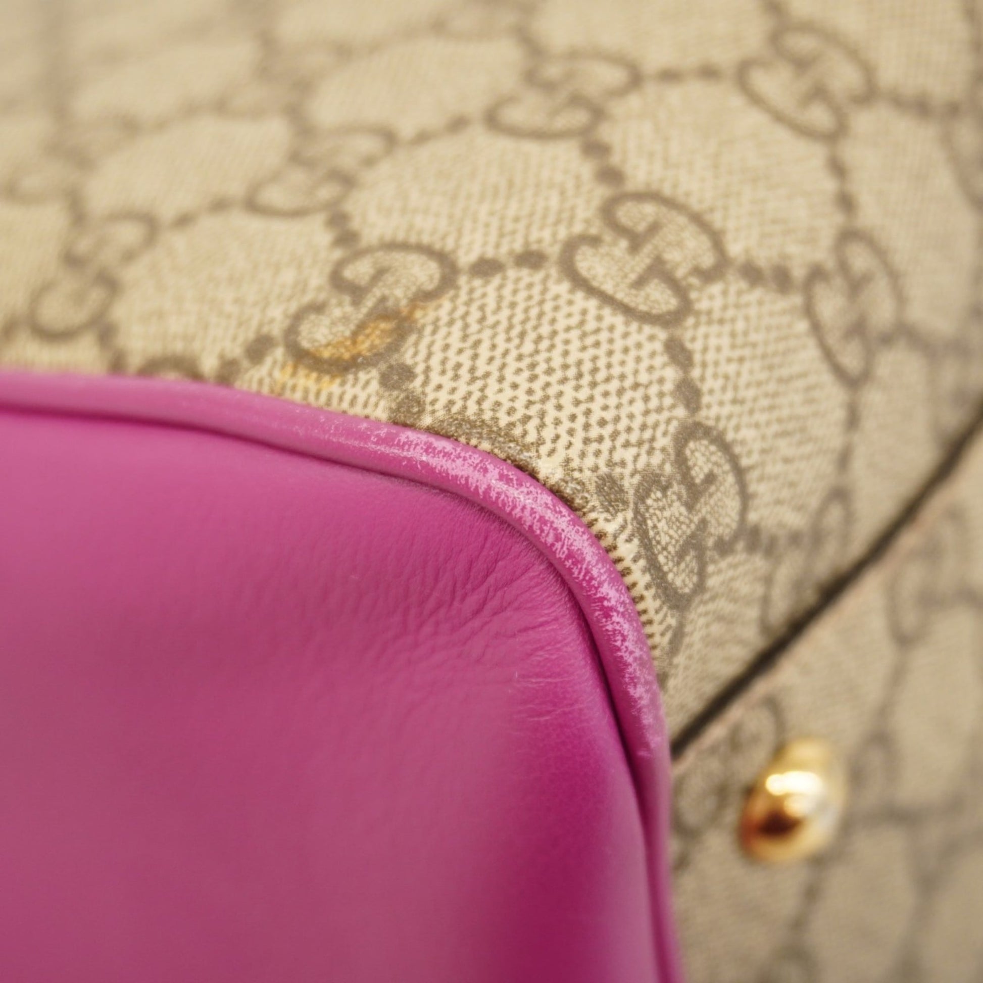 Gucci Brown Pink Red Color Pvc Handbag
