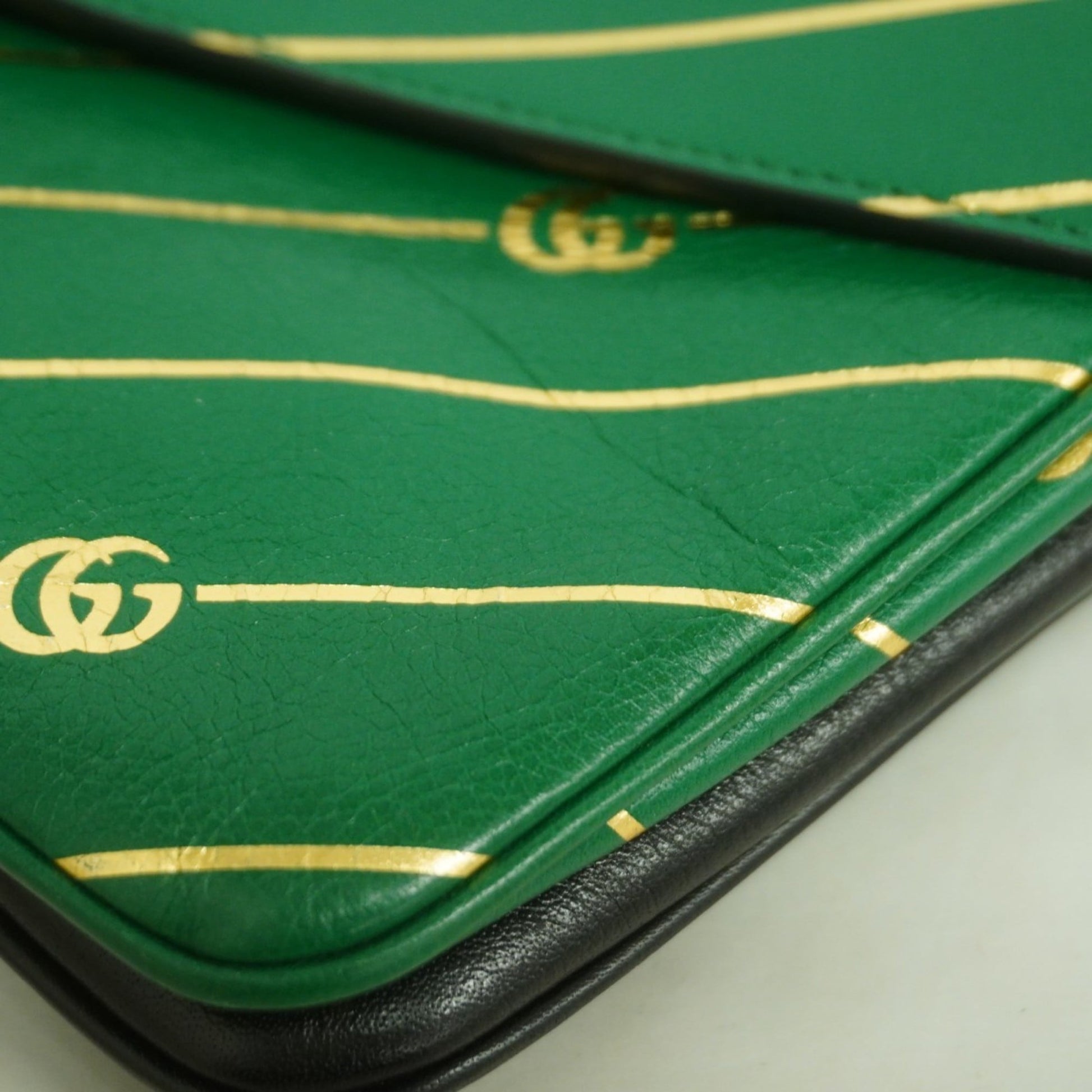 Gucci Black Green Leather Handbag